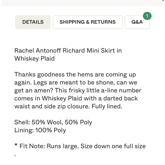 Rachel Antonoff Richard Mini Skirt Plaid Whiskey Brown - Picture 3 of 8